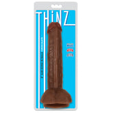 8 Inch Slim Dildo with Balls - Dark
